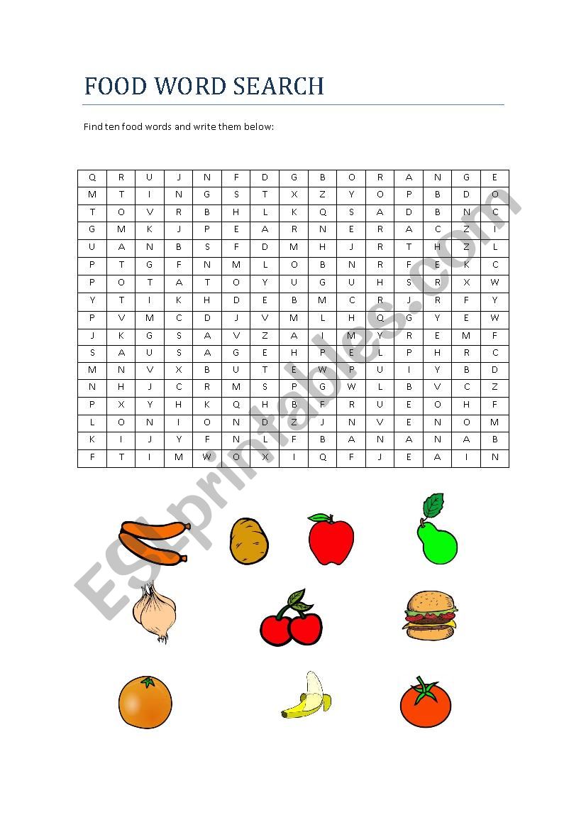 FOOD WORD SEARCH worksheet