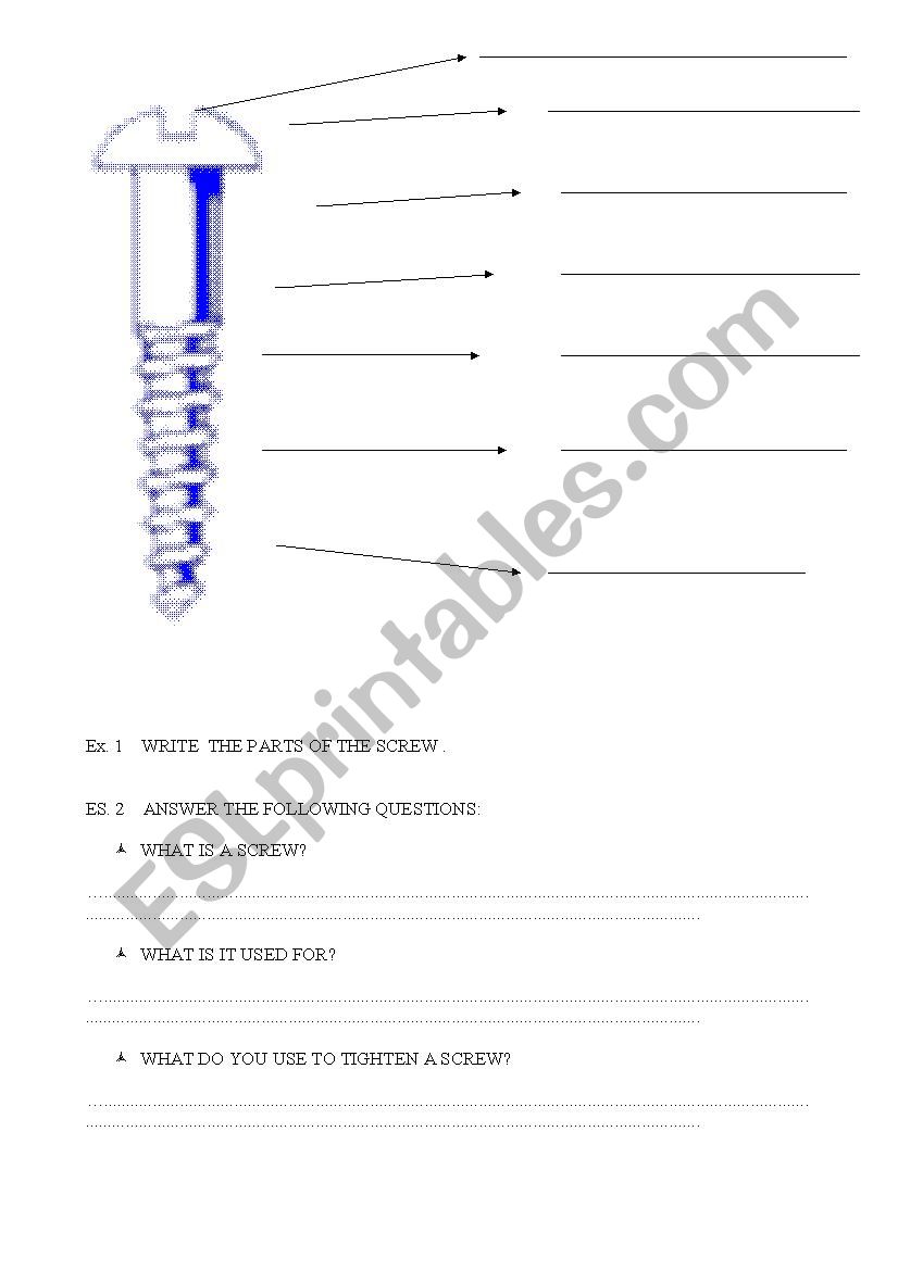 Screw test worksheet