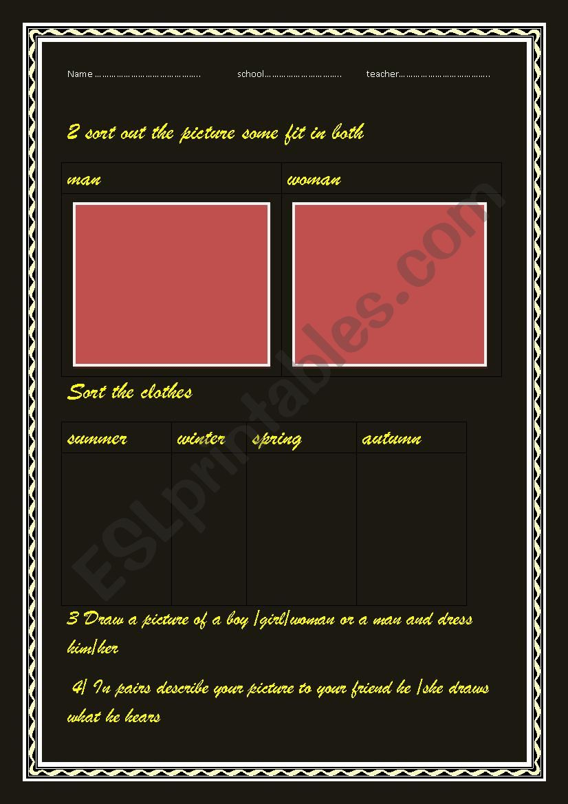 dress me up worksheet