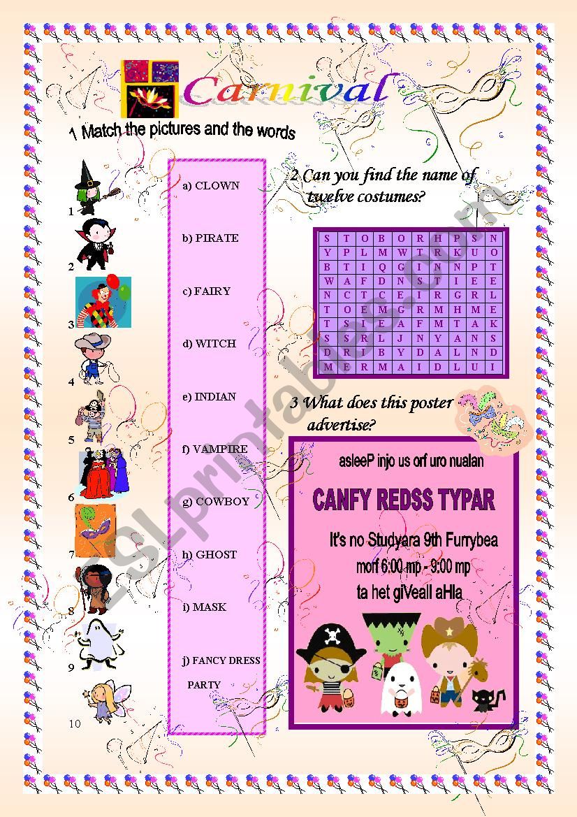 Carnival worksheet