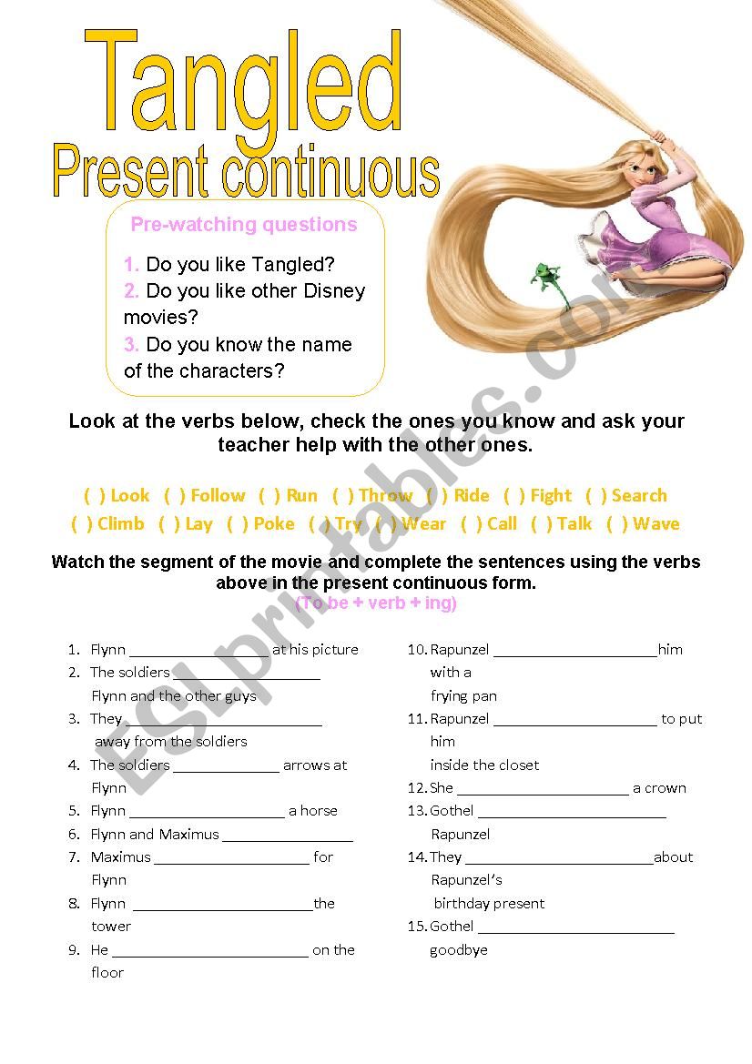 Tangled Movie - Present Continuous / Progressive