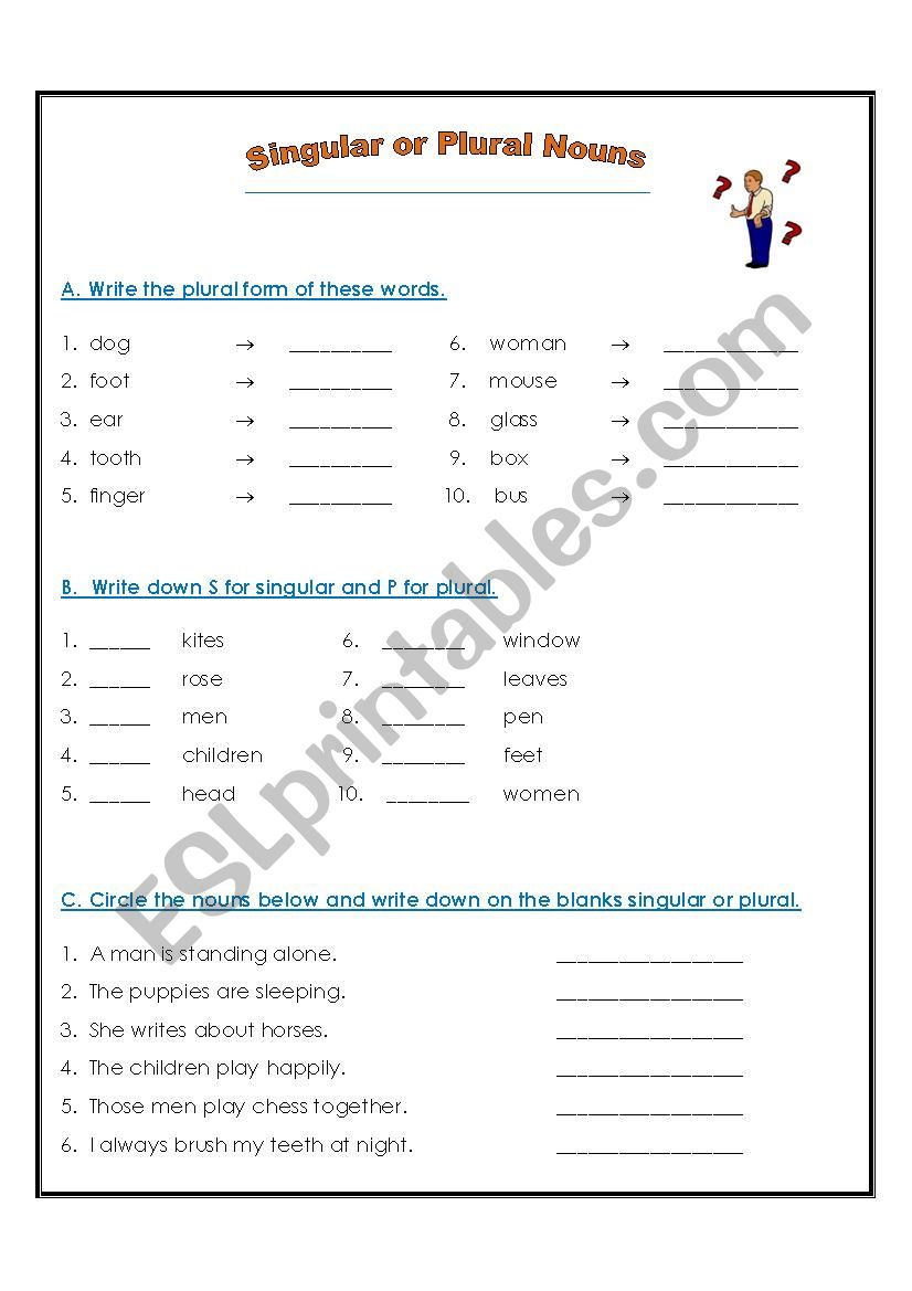 Singular or Plural Nouns worksheet