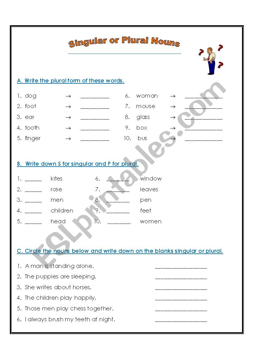 Singular or Plural Nouns worksheet