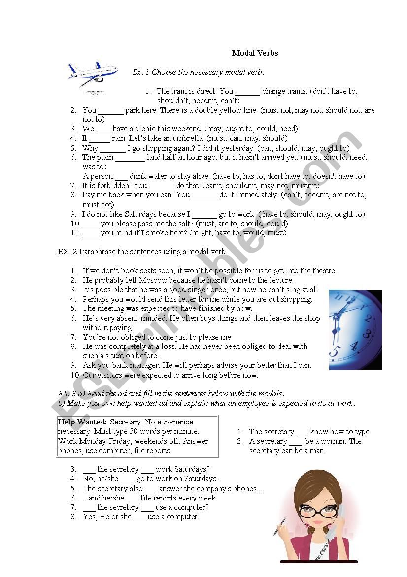 Modal verbs worksheet