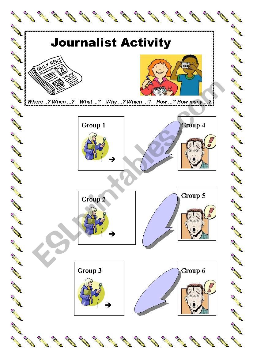 Newspaper journalist activity worksheet