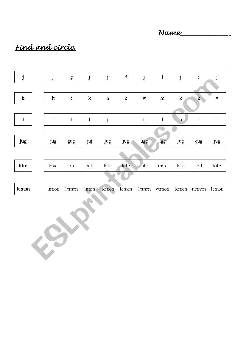 Alphabet search worksheet