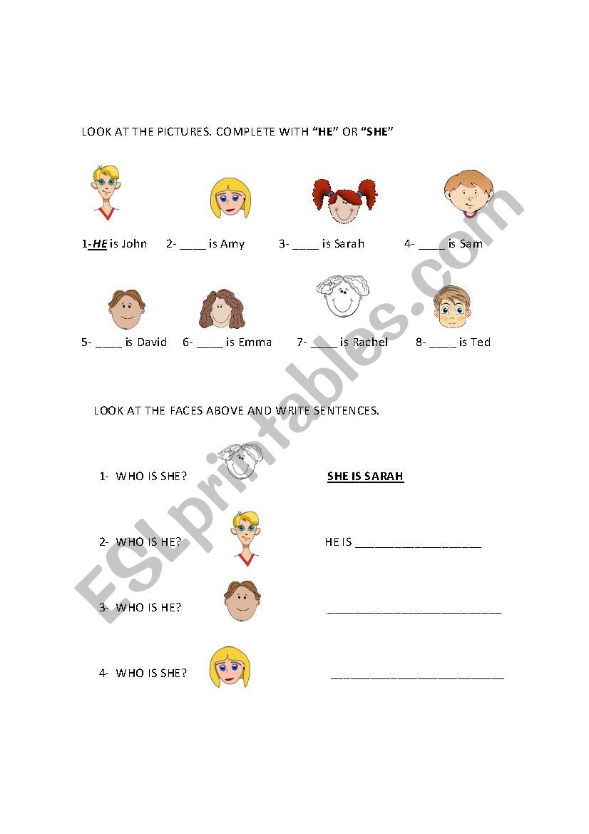 He-She worksheet