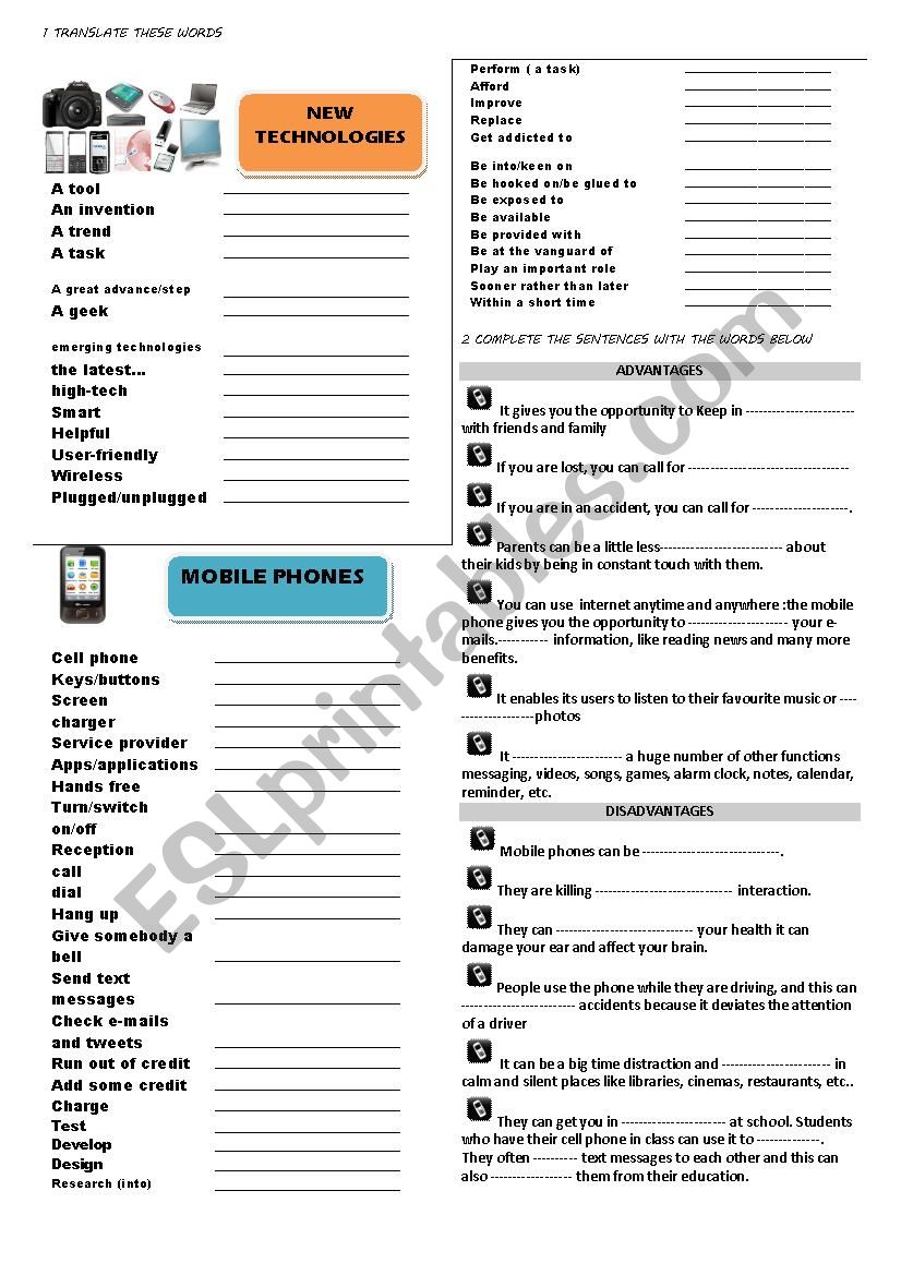 TECHNOLOGY VOCABULARY worksheet