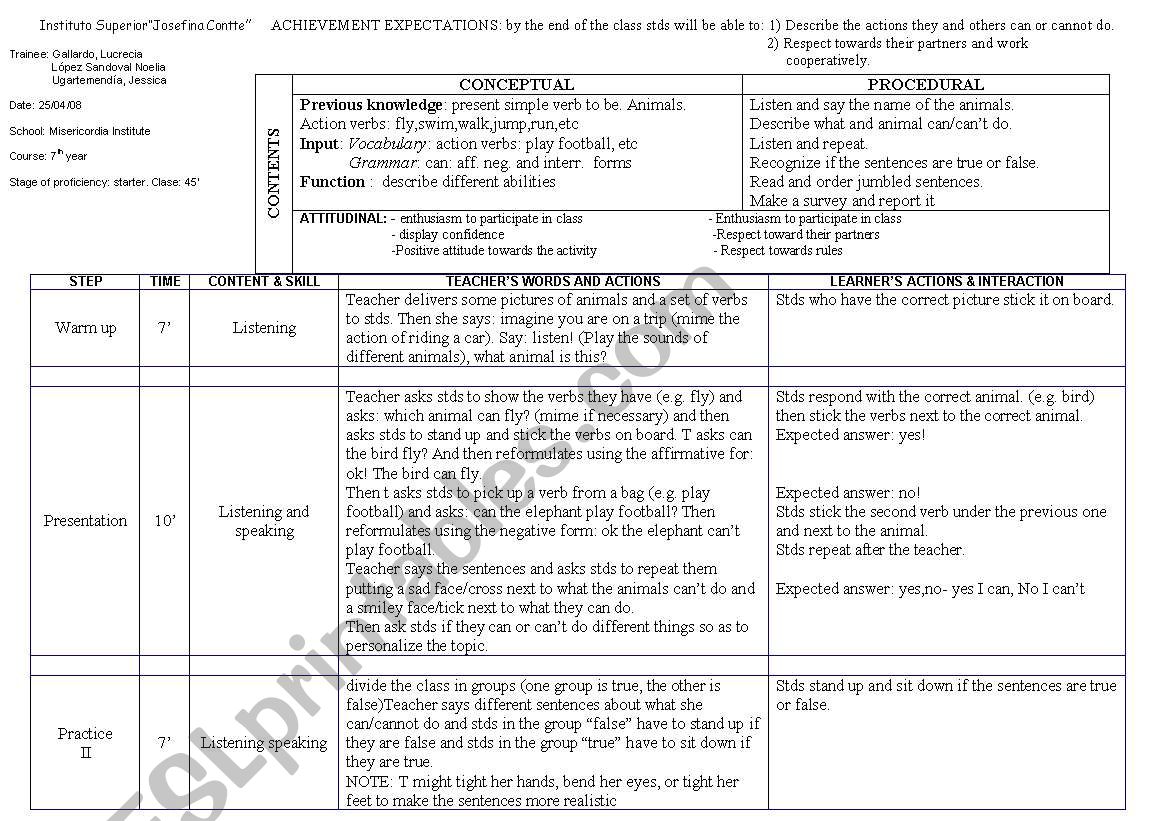 lesson plan can-cant worksheet