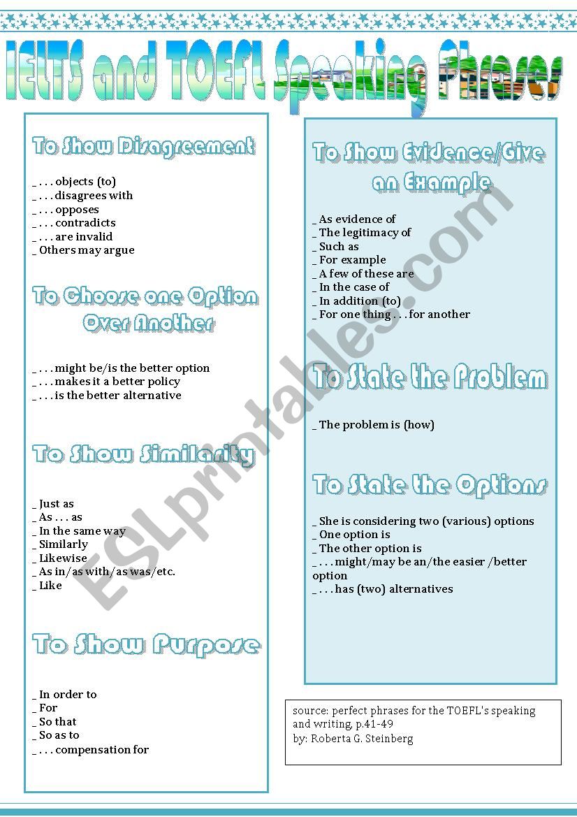 IELTS & TOEFL speaking and writing phrases 3
