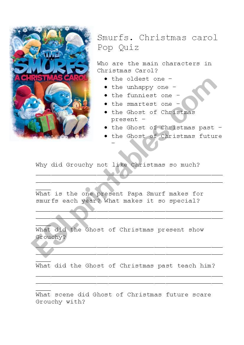 Smurfs. Christmas Carol - Quiz