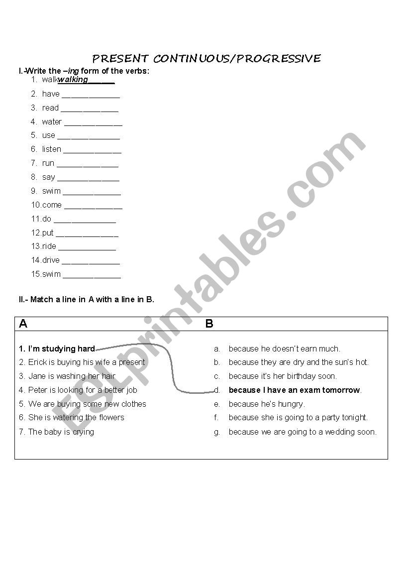 present continuous worksheet