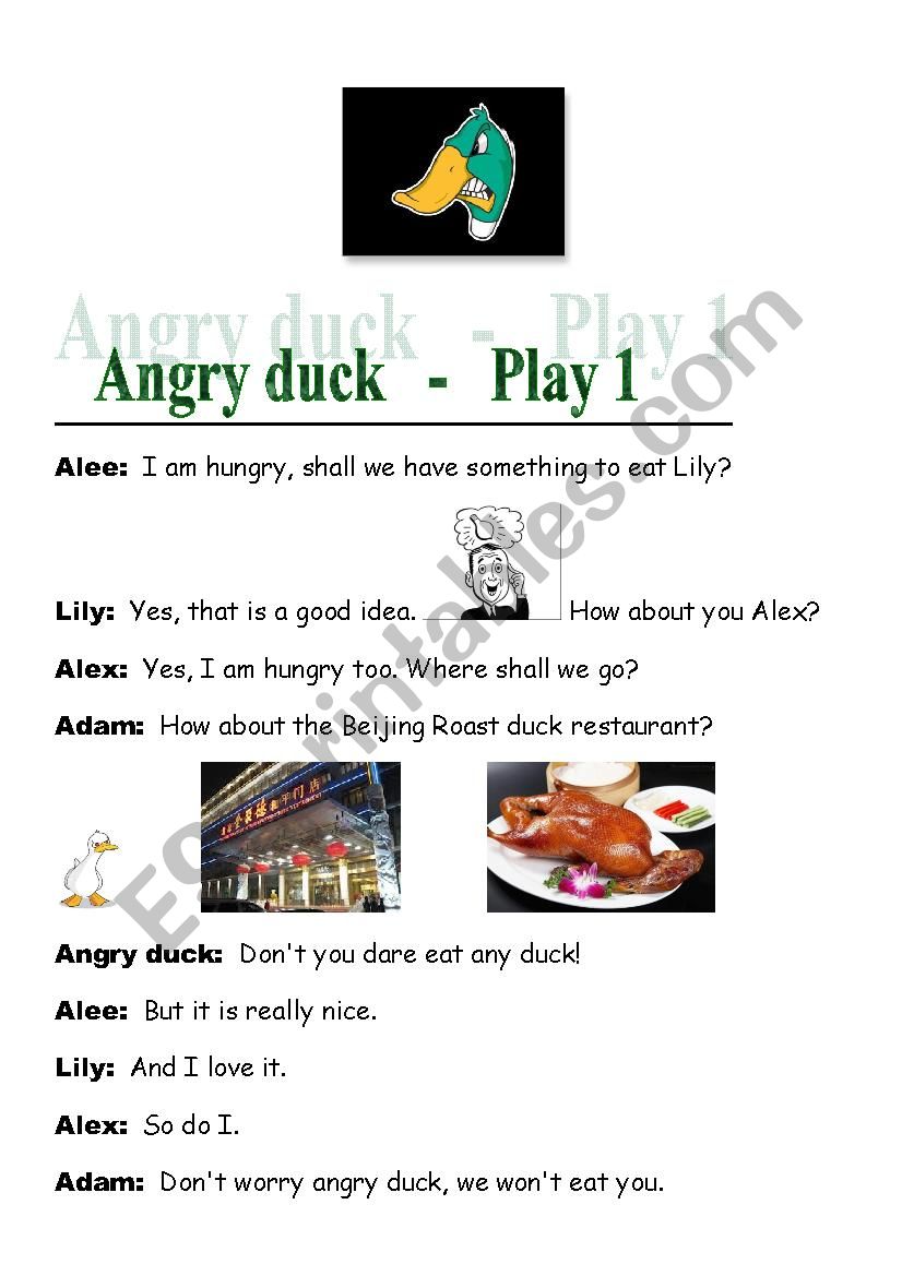 Angry Duck 1 - Play worksheet