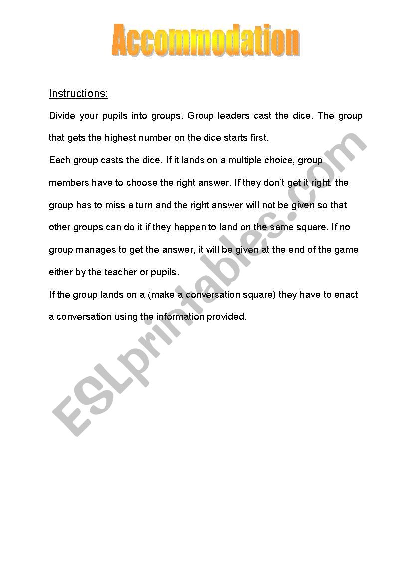 hotel template worksheet