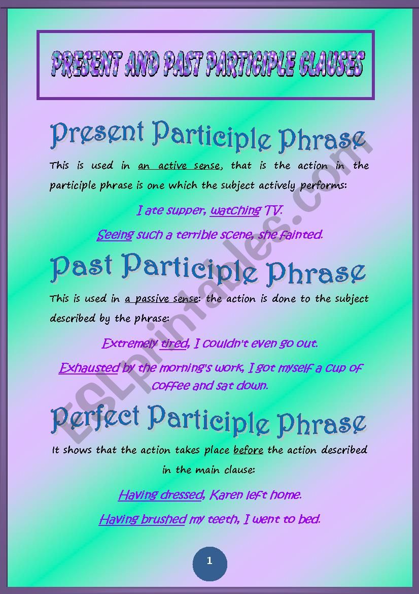 Present and past participle clauses