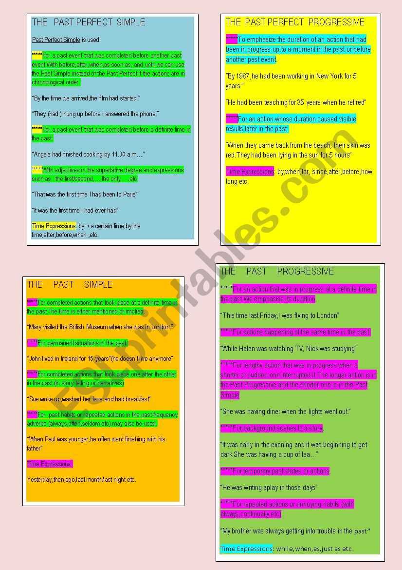 past tenses worksheet