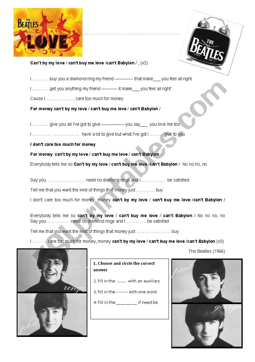 CanÂ´t Buy me Love:  teaching with songs 