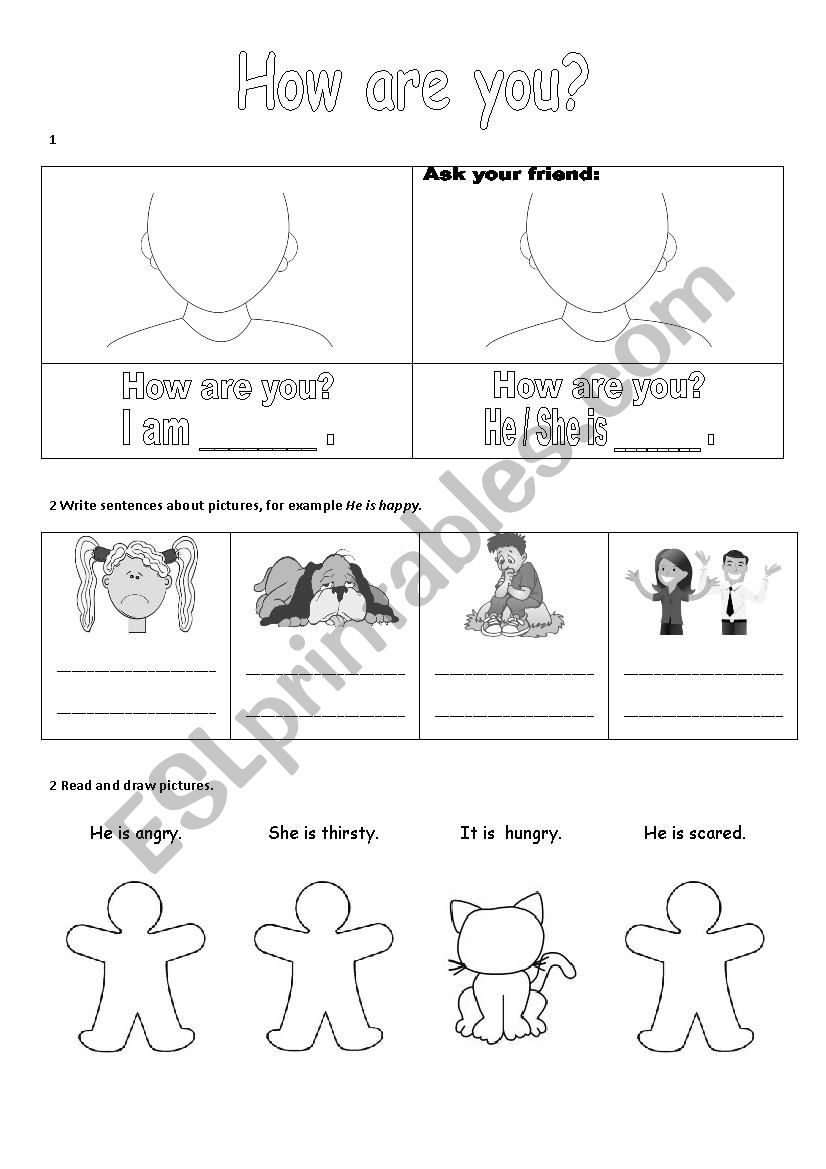 Feelings - How are you - ESL worksheet by sylwineczka