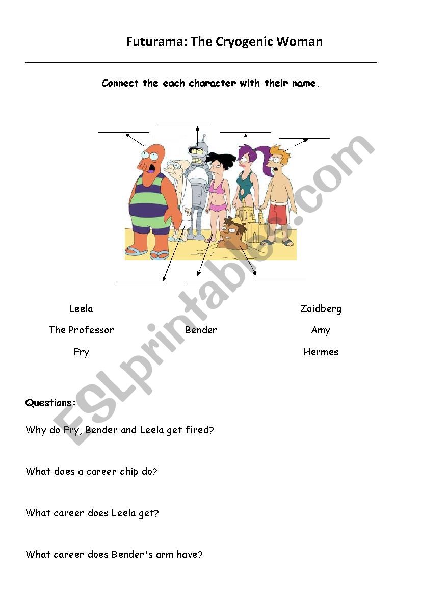 Futurama The Cryogenic Woman worksheet