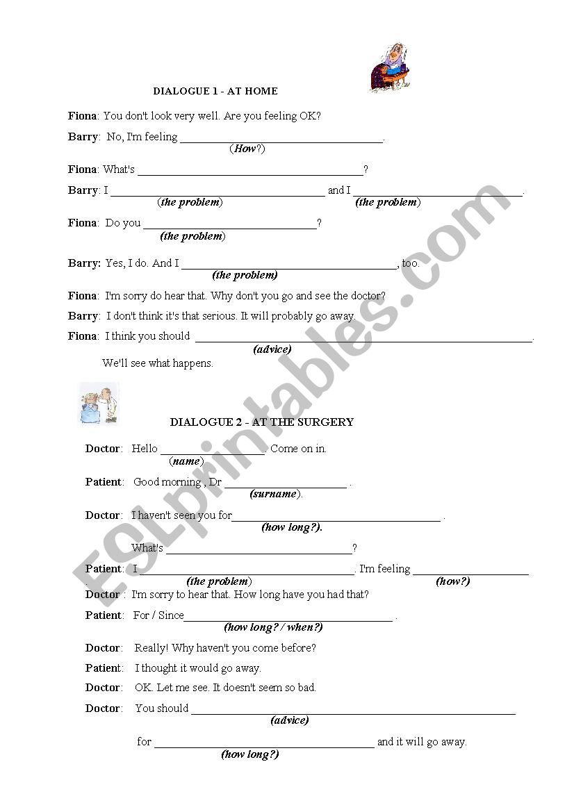 Health problems worksheet