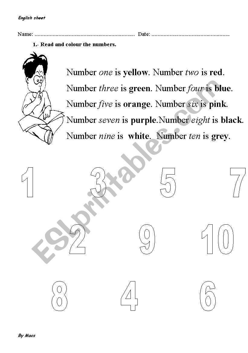 COLOURS worksheet