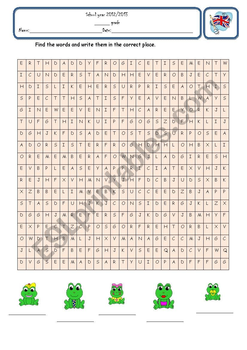 The Frog Family worksheet