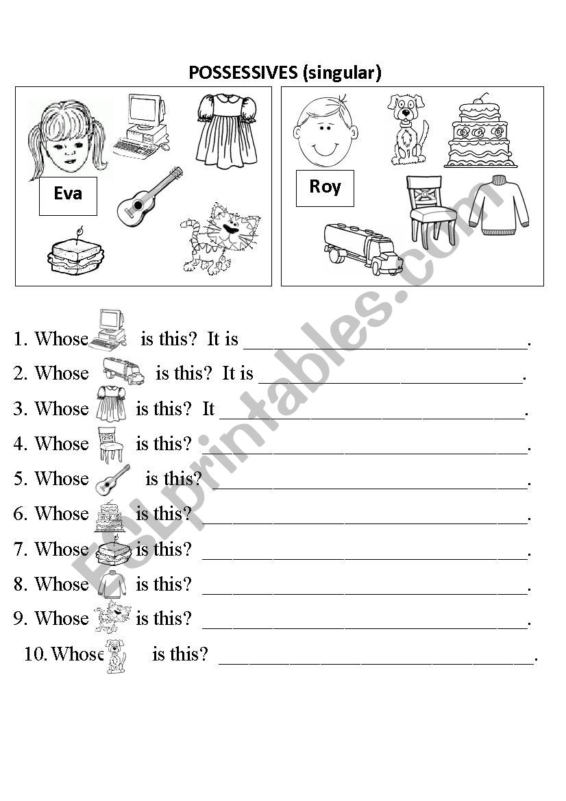 possessives worksheet