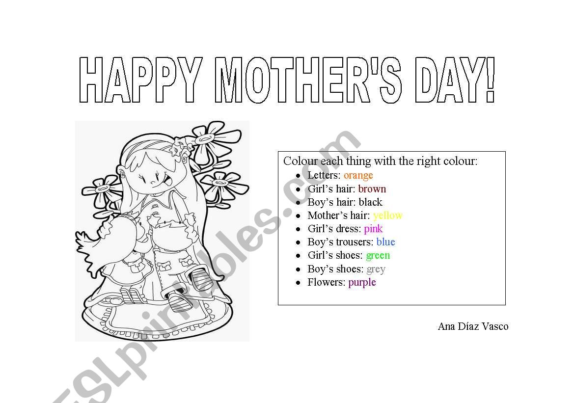 Mothers day worksheet