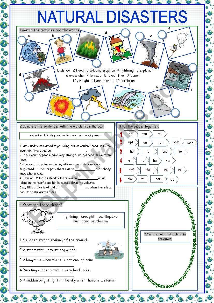 Natural Disasters Vocabulary Exercises