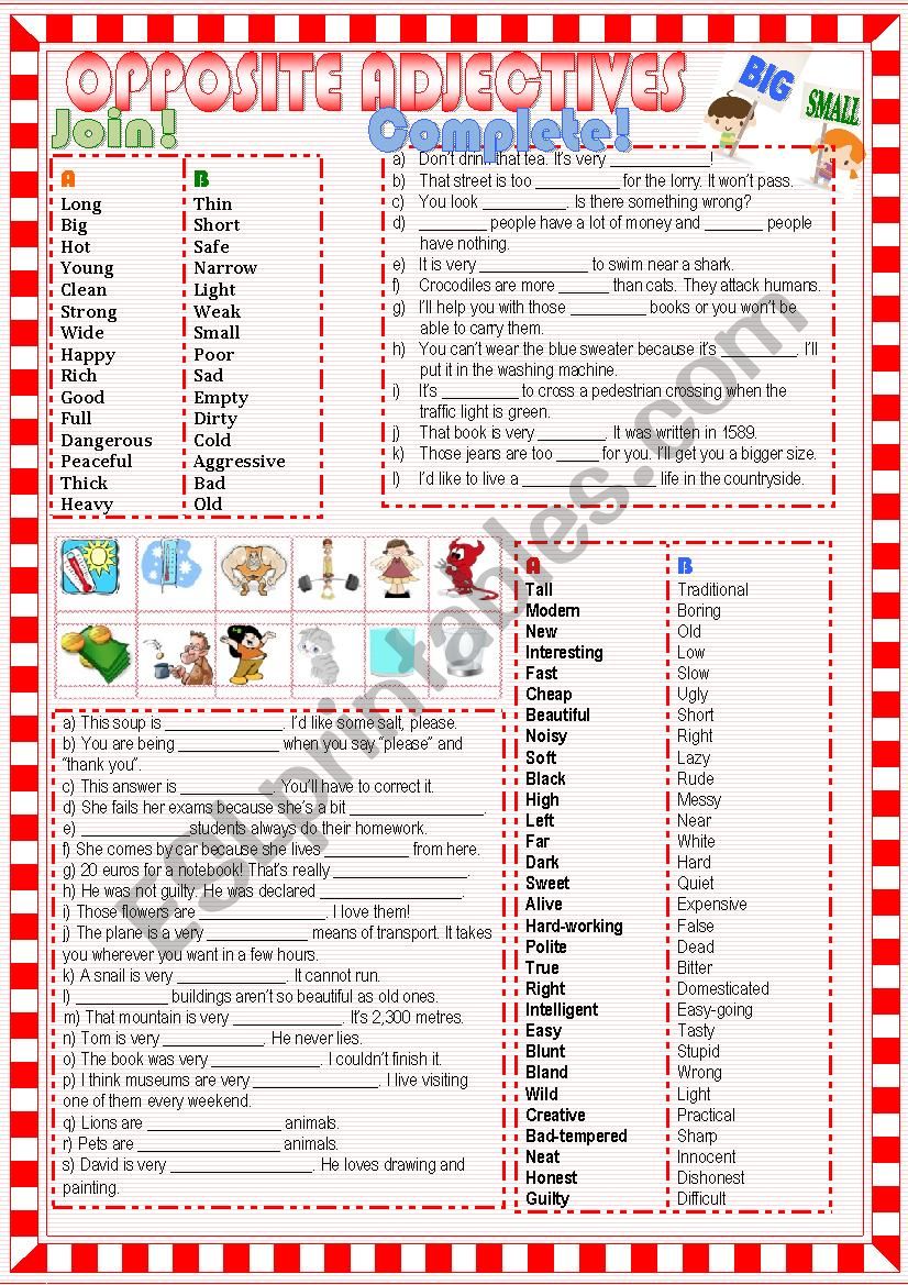 Opposite Adjectives worksheet