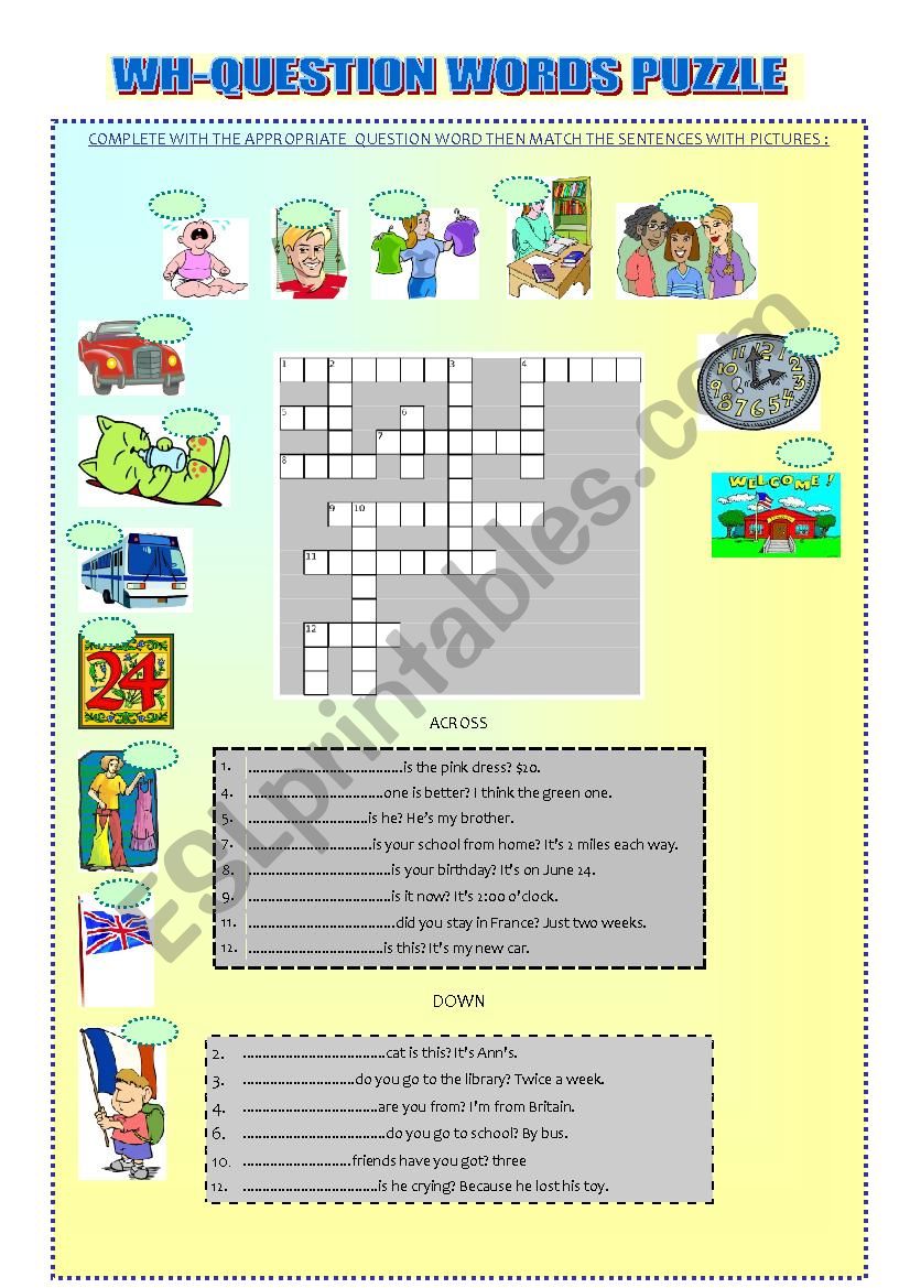 wh queqtion words worksheet