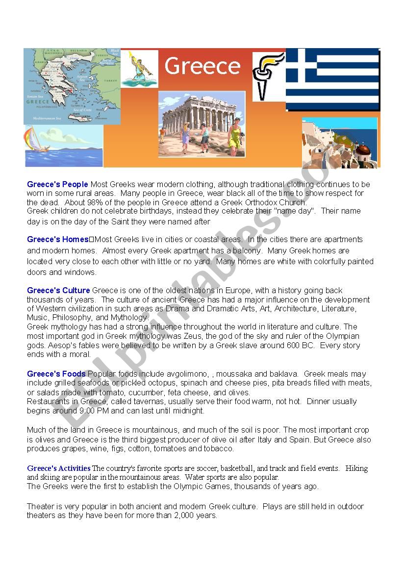 Greece fact sheet worksheet