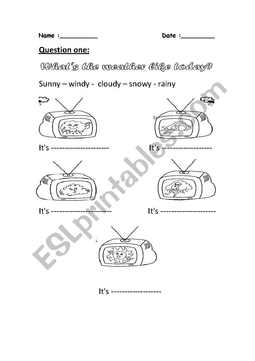 weather + prepositions  worksheet