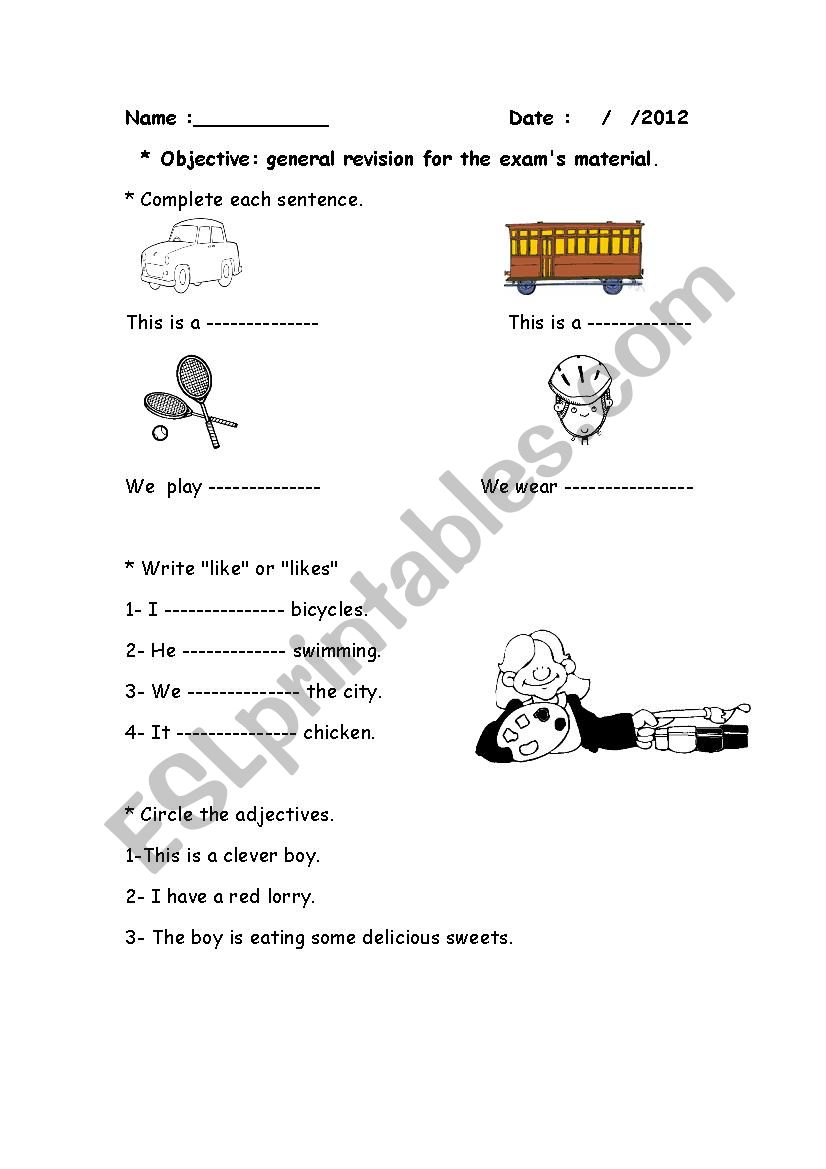 Revision  worksheet