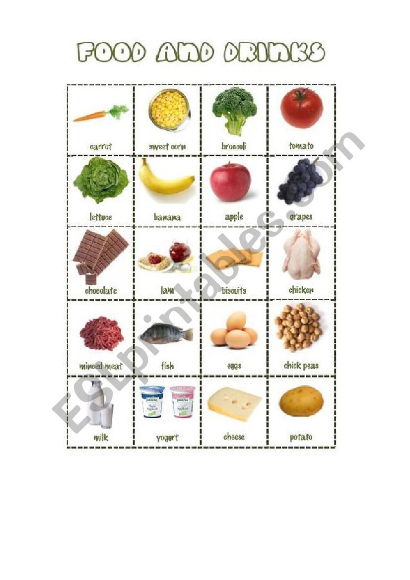 Food and Drinks worksheet