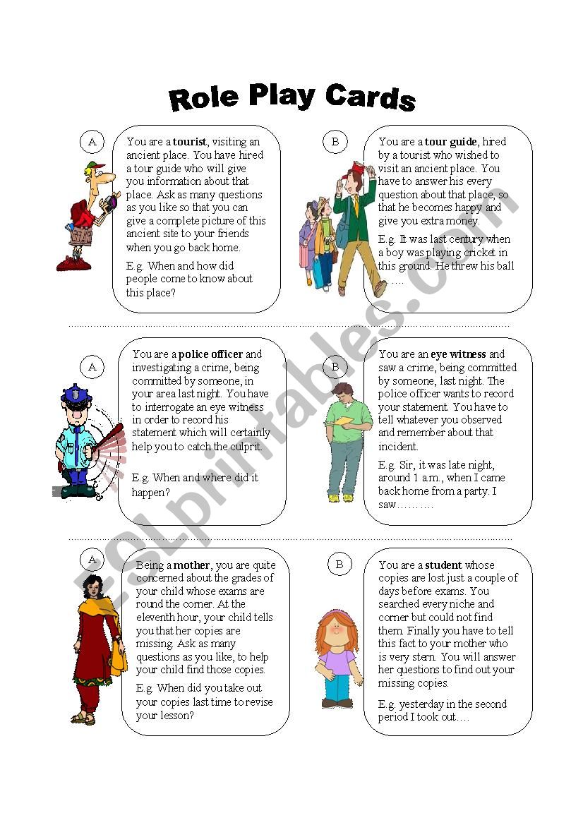 Role Play Cards worksheet.