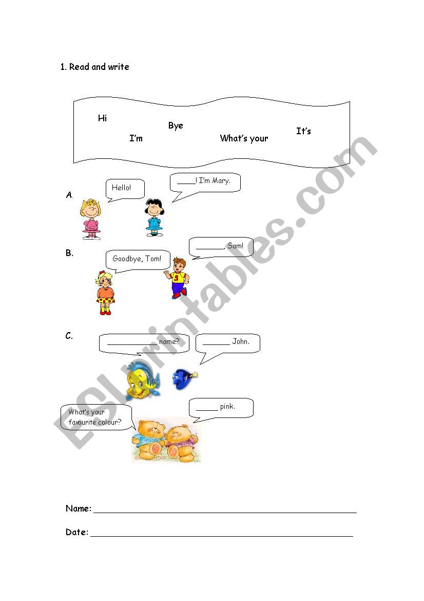 Name worksheet