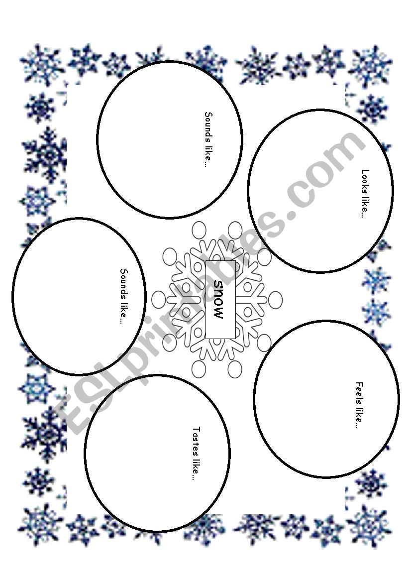 5 senses snow worksheet