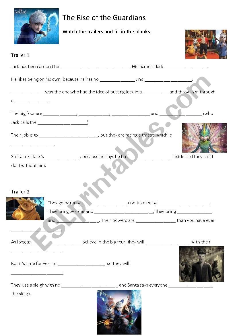 Rise of the Guardians worksheet