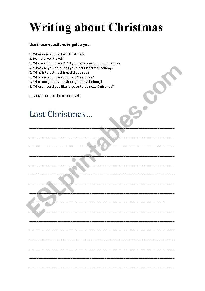 Writing about Christmas worksheet