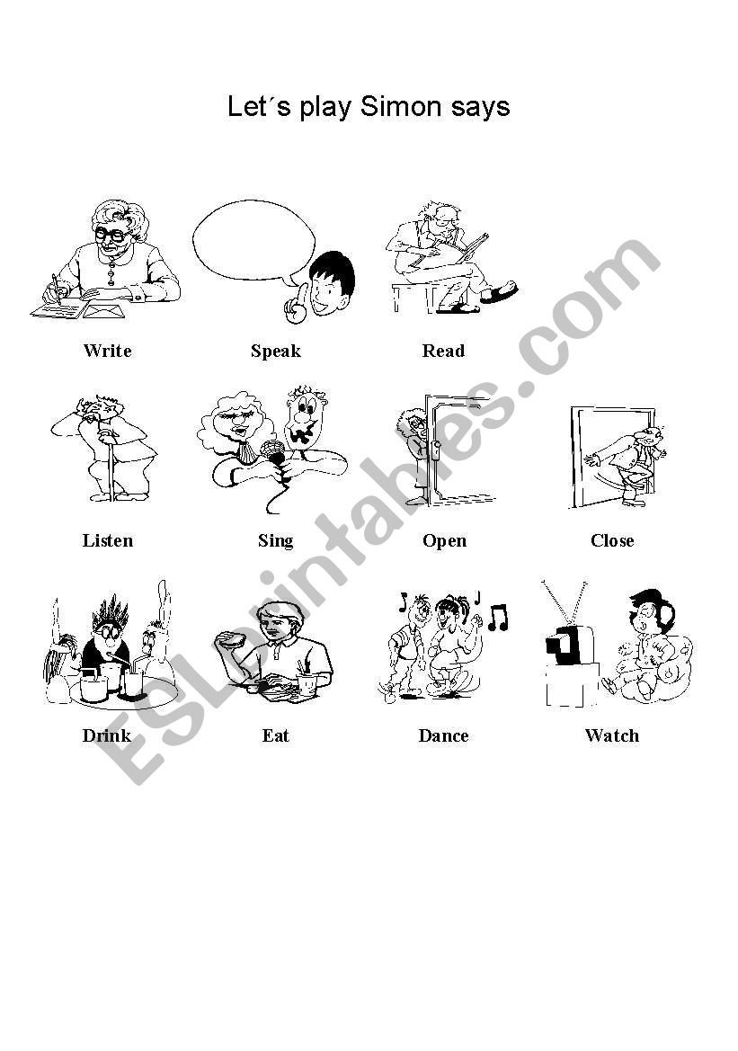 SIMON SAYS worksheet