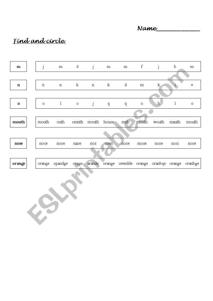 Alphabet search worksheet