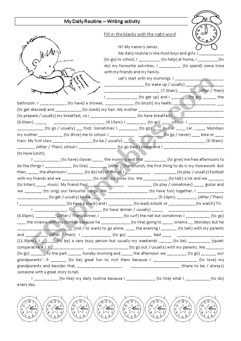 Daily routine worksheet