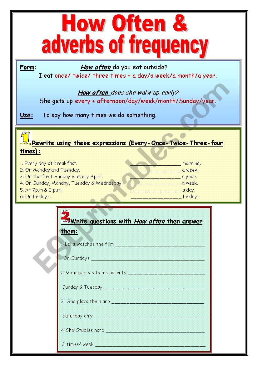 How Often & adverbs of frequency