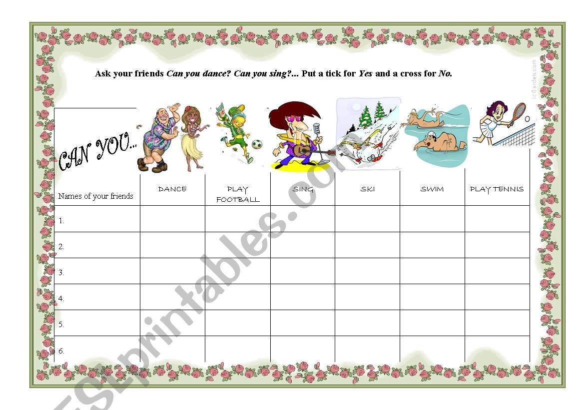 Can you...? worksheet