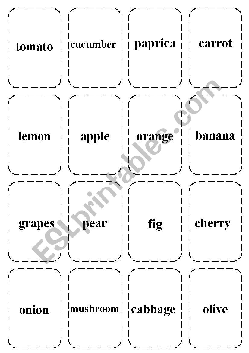 Fruits and vegetables worksheet