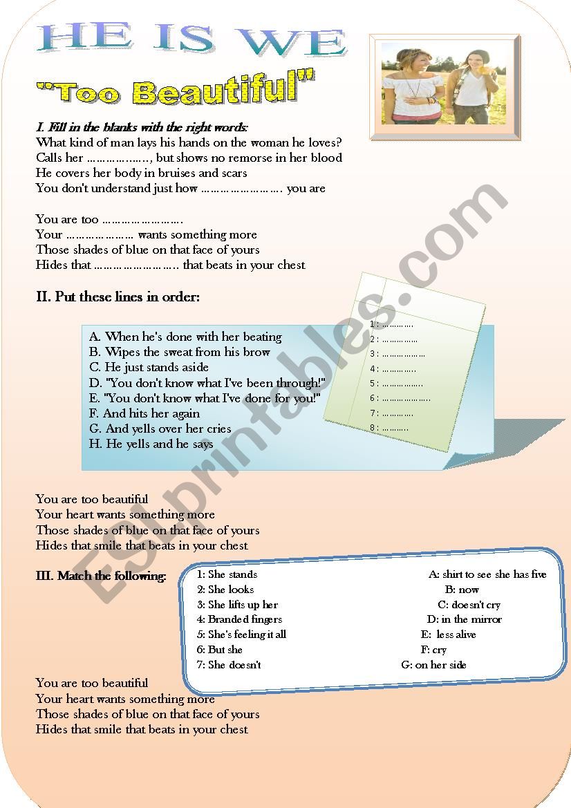 Song:  Violence against women worksheet