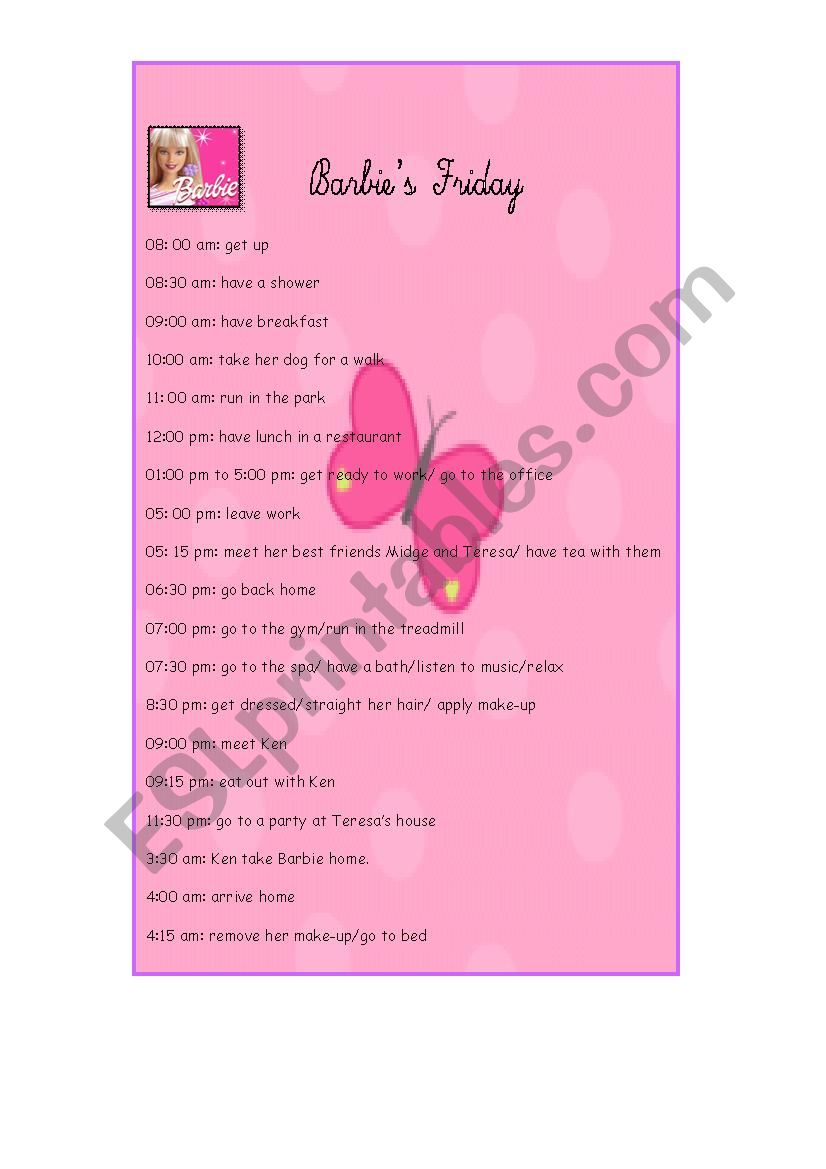 Barbie and Kens activities (Speaking Cards) SET 1