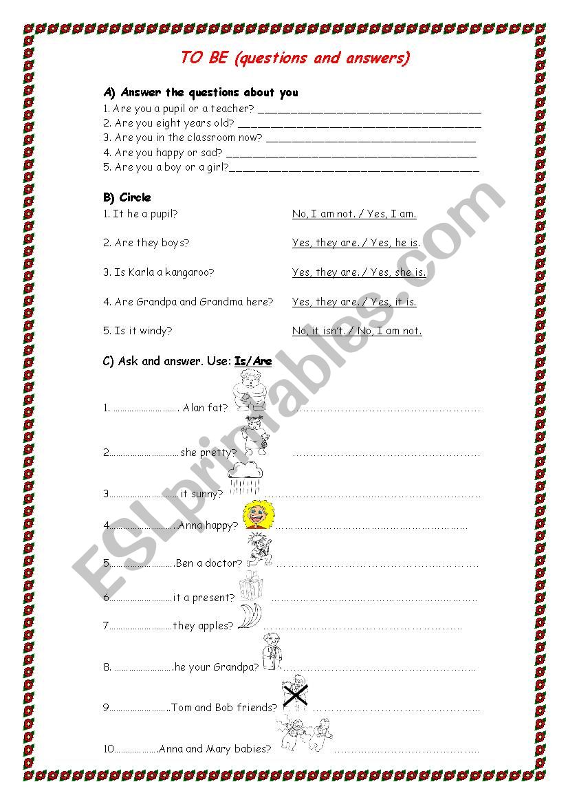 TO BE worksheet