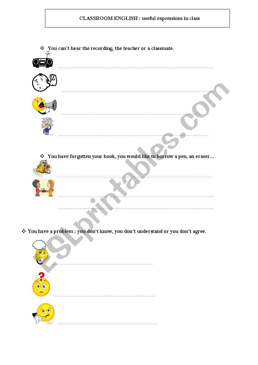 Classroom English: useful expressions